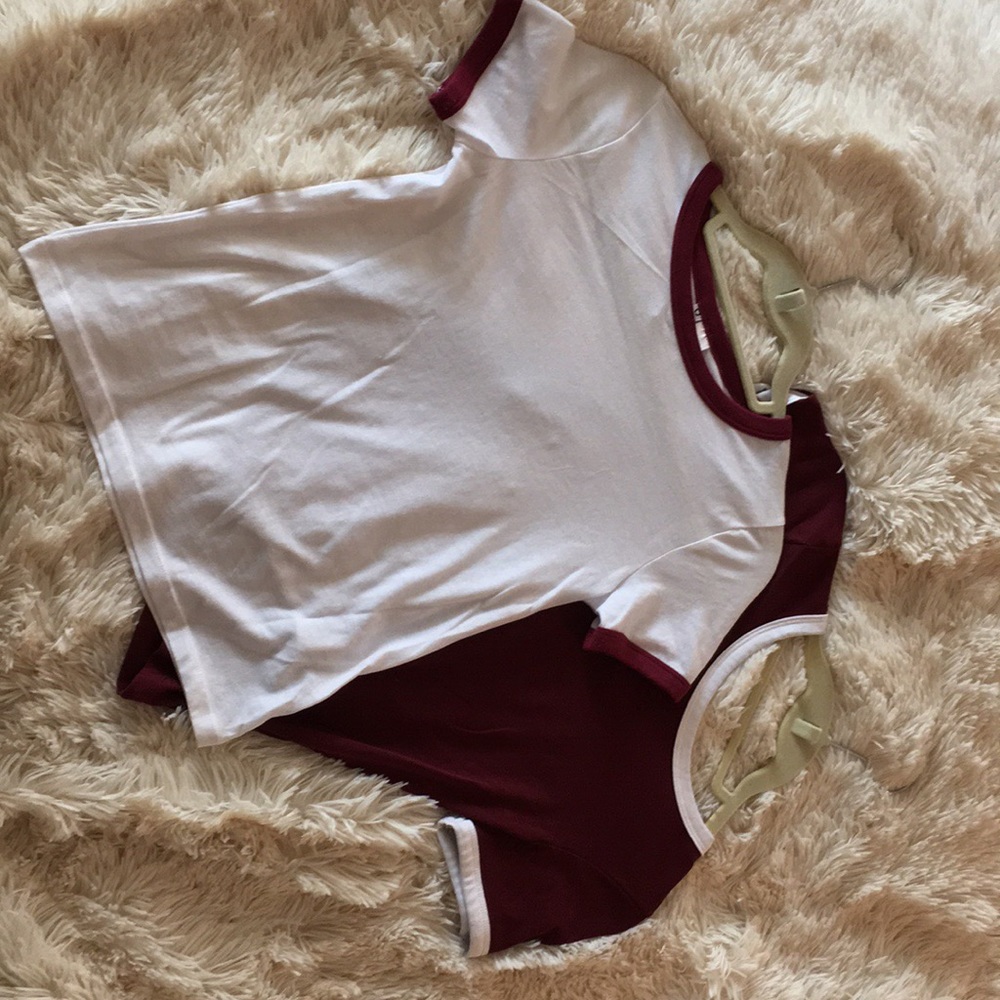 {H&M} burgundy and white t-shirt set